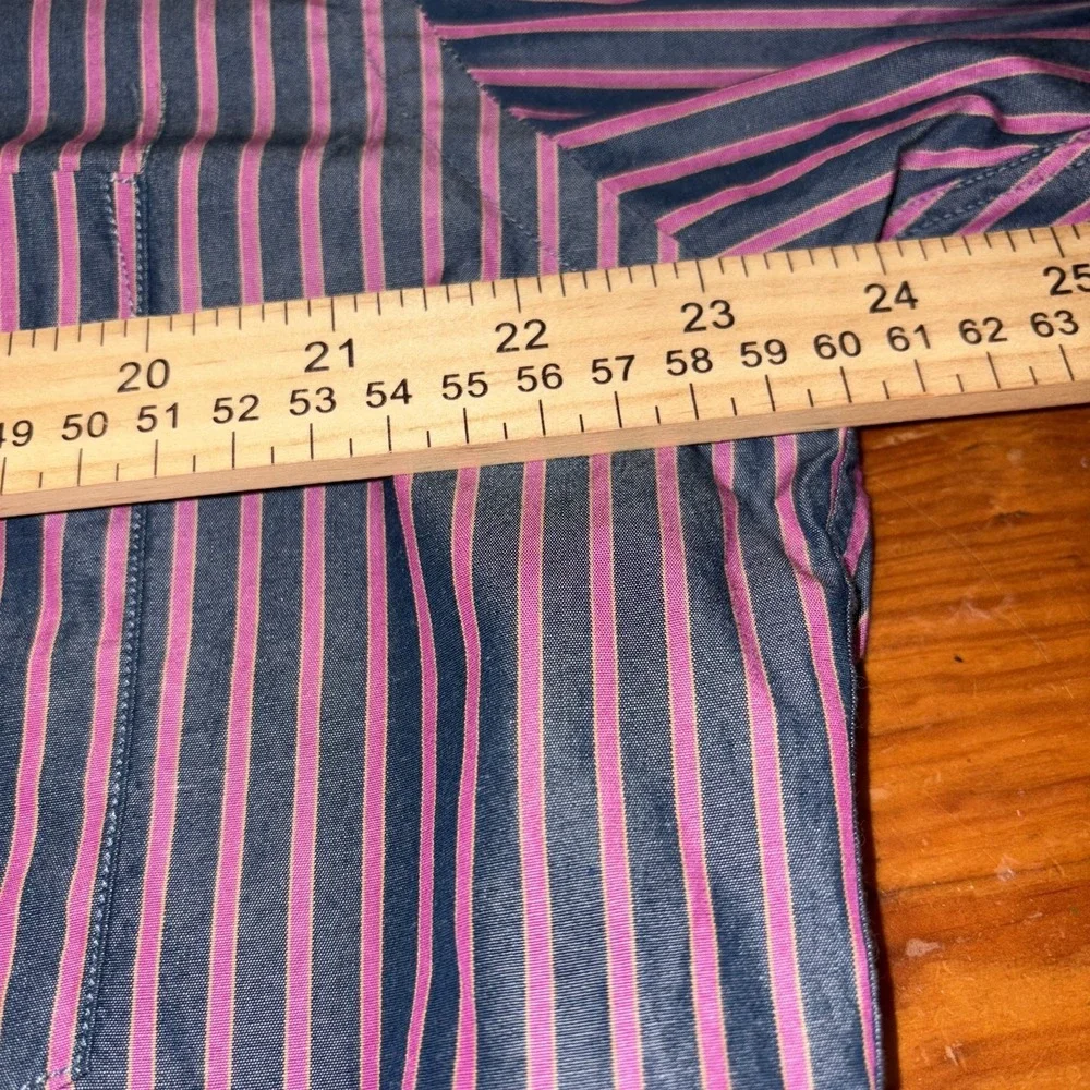 Men's Ted Baker Button Down Shirt Navy Blue‎ & Fuchsia Pinstripe Long Sleeve